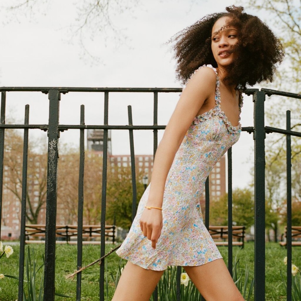 Zara Green/Orange Floral Mini Dress